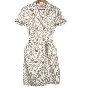 Jaclyn Smith Zebra Trench Coat Dress Small